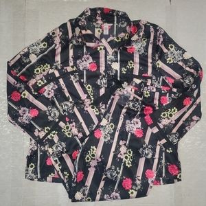 Victoria's Secret 2pc Satin Floral Stripe Pajama Pant Set XL NEW